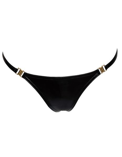Трусики с мокрым эффектом Noir Handmade P008 Powerwetlook panty with gold clasp, 3XL, на застежках SX0176