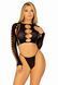 Комплект бесшовного белья Leg Avenue Long sleeve crop top & string Black, One Size, топ, стринги SO9098 фото 1