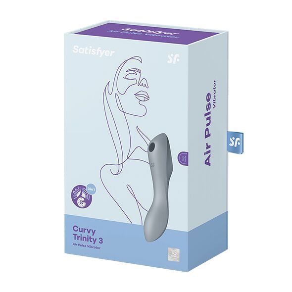 Вакуумный стимулятор с вибрацией Satisfyer Curvy Trinity 3 BlueGrey SO6118