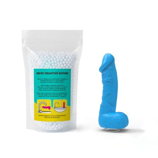 Мило у формі пеніса Чистий Кайф MEDIUM Blue, крафтове мило-член, натуральне SX2311