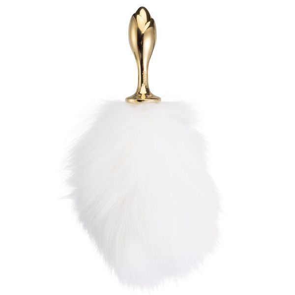 Металева анальна пробка &mdash; кролячий хвіст LOCKINK SEVANDA White Bunny-Tail Anal Rose-shape Plug SX0867