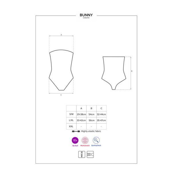 Еротичний костюм кролика Obsessive Bunny costume S/M, black, боді, чокер, гартери, панчохи, маска SO7701