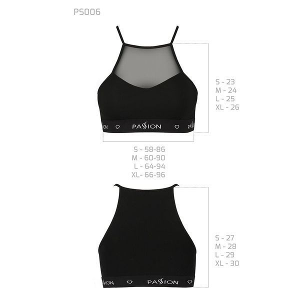 Спортивный топ с прозрачной вставкой Passion PS006 TOP L, black SO4239