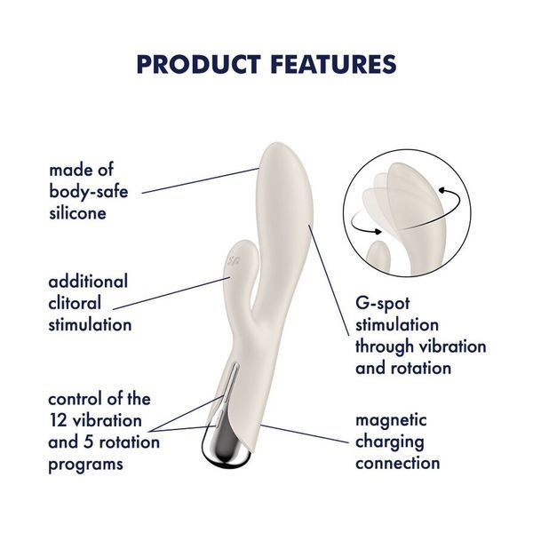 Вибратор-кролик с ротацией Satisfyer Spinning Rabbit 1 Beige, 3 мотора SX0563