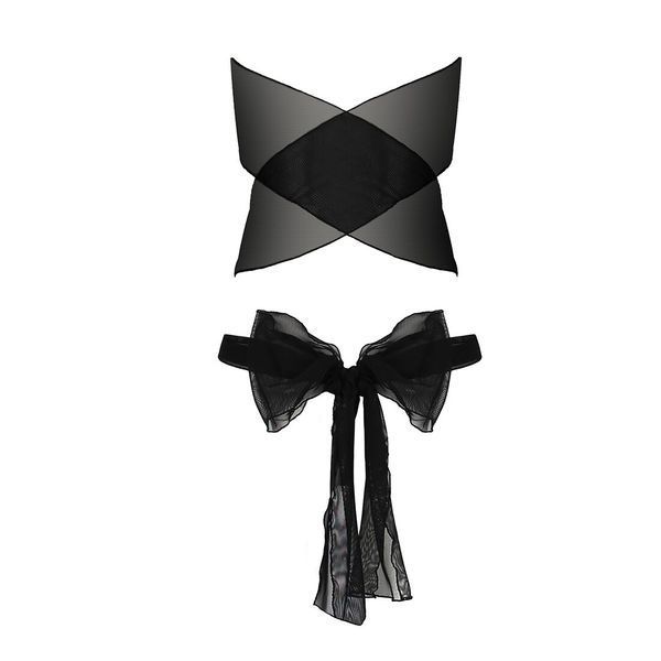 Комплект белья Passion AMORE SET black, стринги и лиф в виде подарочной ленты с бантом EL14701