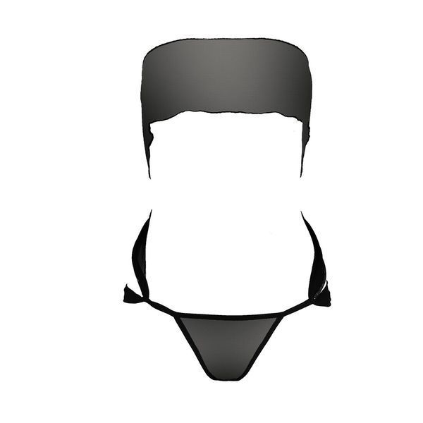Комплект белья Passion AMORE SET black, стринги и лиф в виде подарочной ленты с бантом EL14701