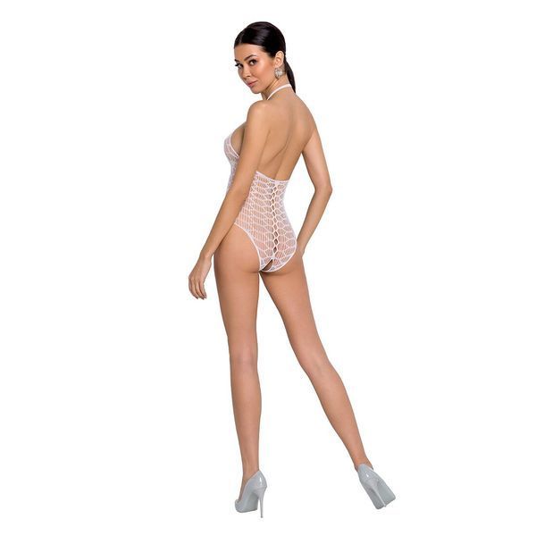 Бодістокінг у велику сітку Passion BS087 white, відкрита спина, халтер, з доступом SO6381