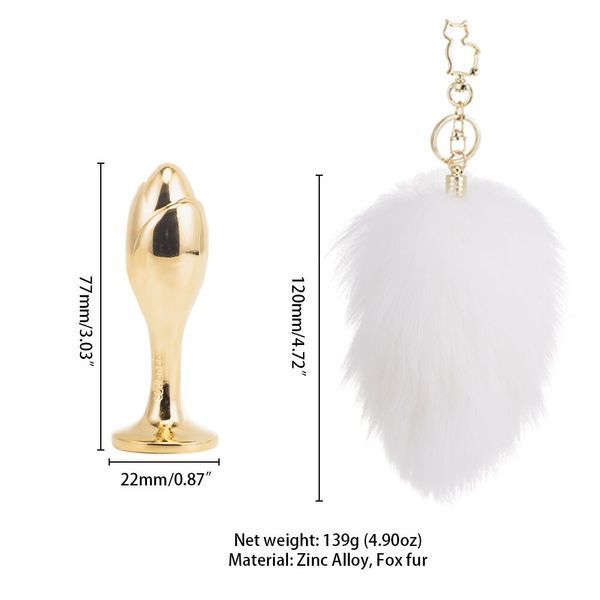 Металева анальна пробка &mdash; кролячий хвіст LOCKINK SEVANDA White Bunny-Tail Anal Rose-shape Plug SX0867