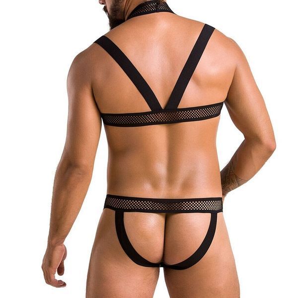 Комплект мужского белья с креплениями Passion 043 JACOB S/M Black, трусы, шлейка SO7601