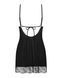 Пеньюар Obsessive Lobellis chemise & thong, M/L, чорний, мереживне оздоблення, стрінги в комплекті SX1021 фото 4