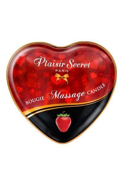 Распродажа!!! Массажная свеча-сердечко Plaisirs Secrets Strawberry 35 мл (срок 04.2026) SO1867-R