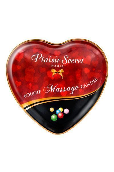 Розпродаж!!! Масажна свічка-серце Plaisirs Secrets Bubble Gum (35 мл) (термін 05.2026) SO1866-R