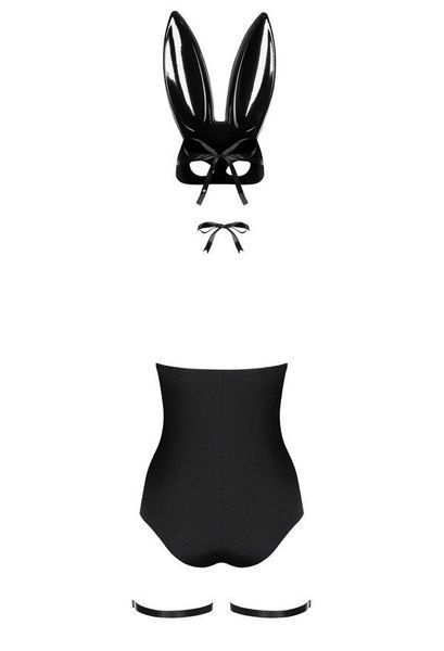 Эротический костюм кролика Obsessive Bunny costume L/XL, black, боди, чокер, гартеры, чулки, маска SO7702