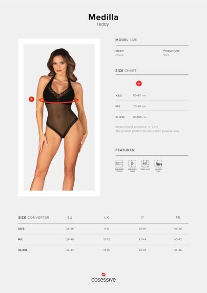Боді Obsessive Medilla teddy XL/2XL SO9048