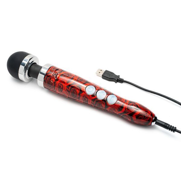 Вибромассажер DOXY Die Cast 3R - ROSE PATTERN, очень мощный, перезаряжаемый, металлический корпус SO8025