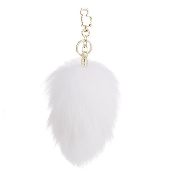 Металлическая анальная пробка Кроличий хвост LOCKINK SEVANDA White Bunny-Tail Anal Pear-shape Plug SX0868