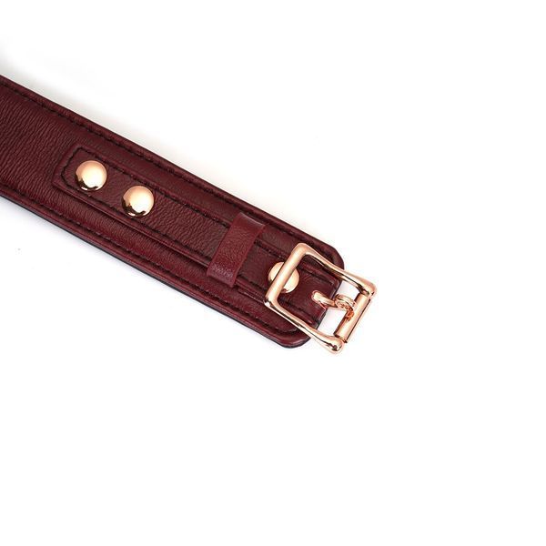 Шкіряний нашийник з повідцем Liebe Seele Wine Red Curved Collar, замок-сердечко SO9463