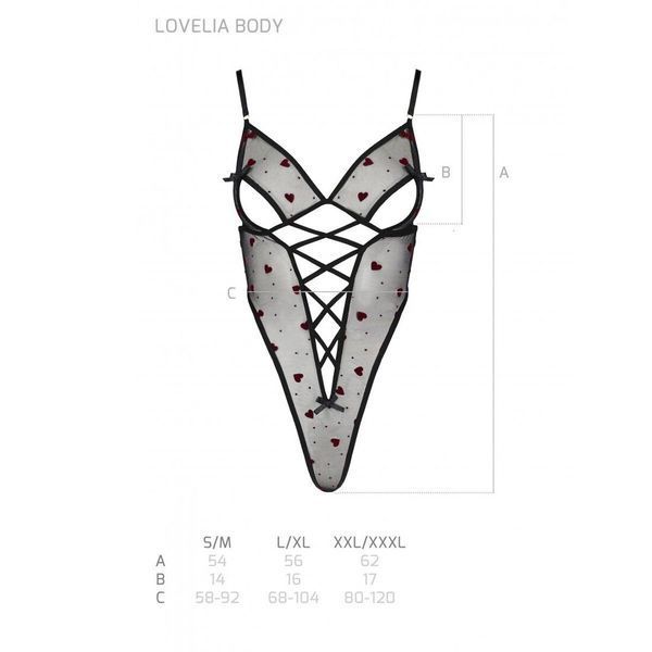 Еротичний боді з малюнком Passion LOVELIA BODY XXL/XXXL, black SO4755