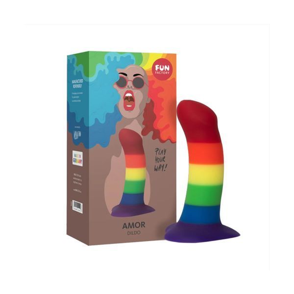 Фалоімітатор Fun Factory AMOR, райдужний, довжина 14,6 см, діаметр 3,7 см, вигнутий SX0983