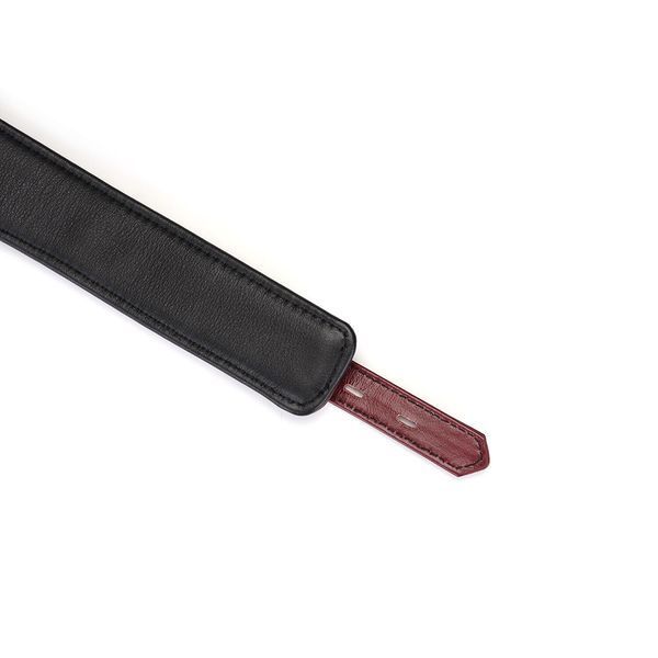 Шкіряний нашийник з повідцем Liebe Seele Wine Red Curved Collar, замок-сердечко SO9463