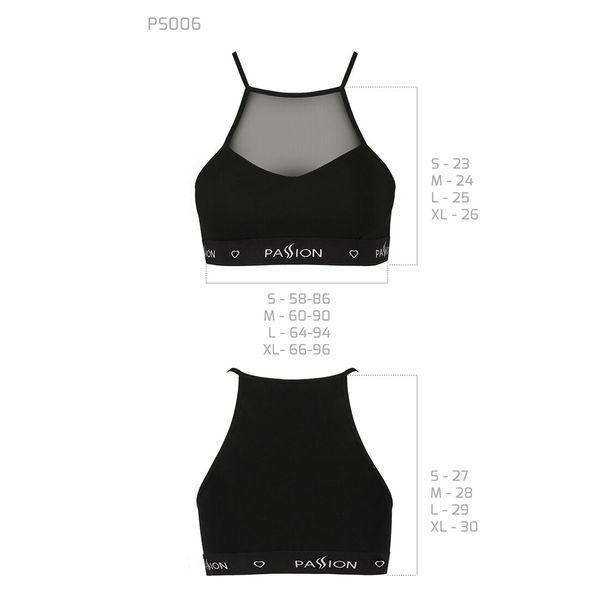 Спортивний топ з прозорою вставкою Passion PS006 TOP M, black SO4240