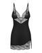 Пеньюар Obsessive Lobellis chemise & thong, XL/2XL, черный, кружевная отделка, стринги в комплекте SX1022 фото 3