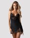 Пеньюар Obsessive Lobellis chemise & thong, XL/2XL, черный, кружевная отделка, стринги в комплекте SX1022 фото 6