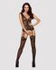 Бодистокинг Obsessive Bodystocking F221 S/M/L, силуэтный цветочный рисунок, имитация чулок SO7228 фото 3