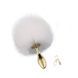 Металлическая анальная пробка Кроличий хвост LOCKINK SEVANDA White Bunny-Tail Anal Pear-shape Plug SX0868 фото 1
