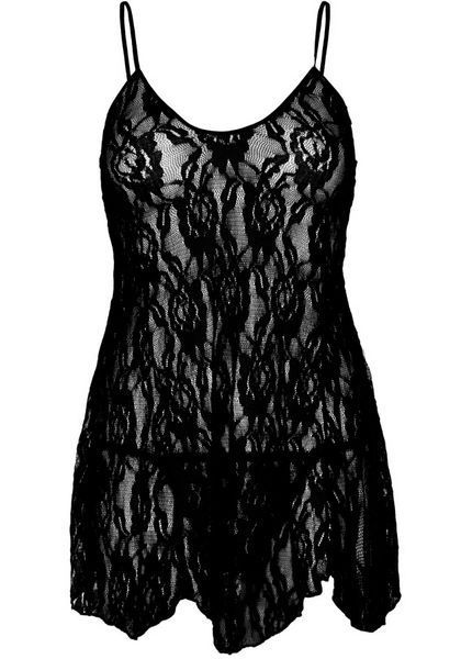 Сорочка бебі-дол Leg Avenue Rose Lace Flair Chemise Black, One Size SO9100