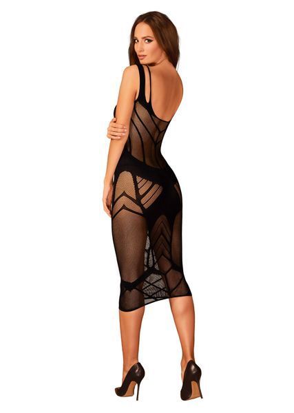 Полупрозрачное платье миди Obsessive D609 dress S/M/L, black SO7703