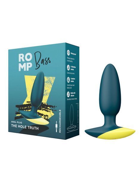 Анальная вибропробка Romp Bass Dark Green, силикон, перезаряжаемая, макс. диаметр 3 см SO8737