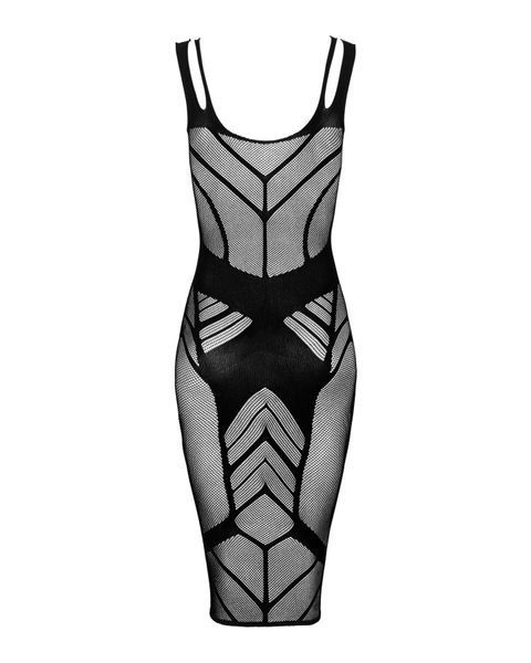 Полупрозрачное платье миди Obsessive D609 dress S/M/L, black SO7703