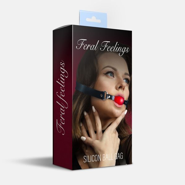 Кляп силіконовий Feral Feelings Silicon Ball Gag Black/Red, чорний ремінець, червона кулька SO8266