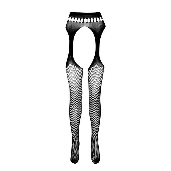 Эротические колготки-бодистокинг Passion ECO S002 black, с доступом, геометрическое плетение SO7087