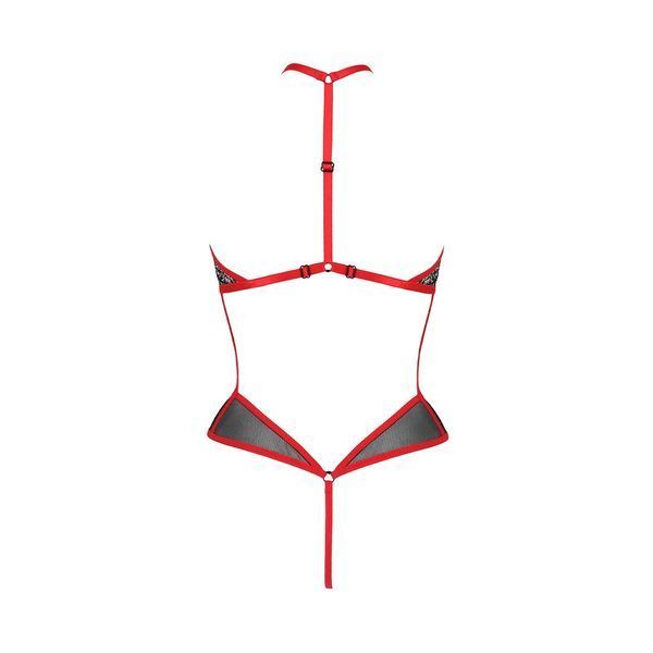 Сетчатое боди с кружевом на груди Passion SATARA BODY S/M red SO8473