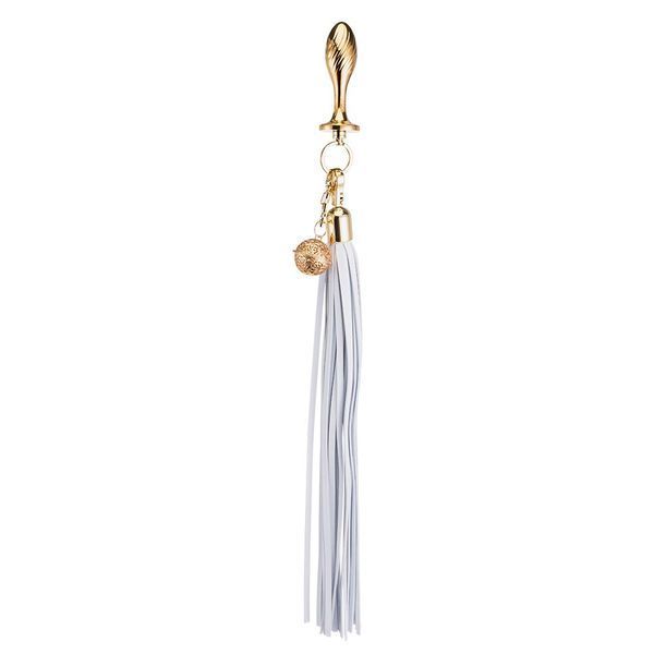 Металлическая анальная пробка Хвост пони LOCKINK SEVANDA White Pony-Tail Anal Pear-shape Plug SX0869