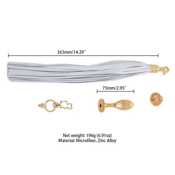 Металлическая анальная пробка Хвост пони LOCKINK SEVANDA White Pony-Tail Anal Pear-shape Plug SX0869
