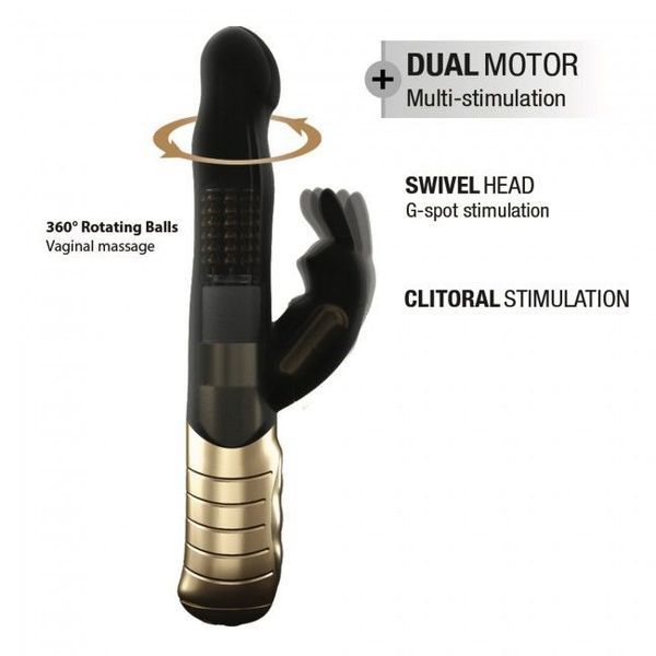Вібратор-кролик Dorcel Baby Rabbit Gold 2.0 з перлинним масажем і головкою, що обертається SO4068
