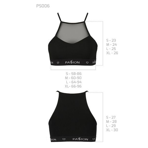 Спортивний топ з прозорою вставкою Passion PS006 TOP S, black SO4241