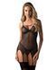 Корсет Obsessive Novenes corset & thong, XL/2XL, прозрачный, открытая спина, стринги в комплекте SX0615 фото 1