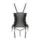 Сетчатый корсет с люверсами и съемными пажами Passion MALWIA CORSET 2XL/3XL black, эко-кожа, стринги SO5767 фото 6