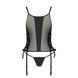 Сетчатый корсет с люверсами и съемными пажами Passion MALWIA CORSET 2XL/3XL black, эко-кожа, стринги SO5767 фото 5