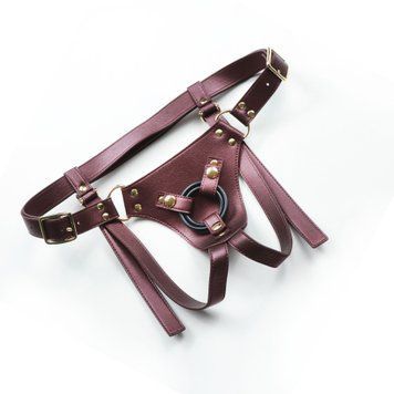 Трусики для страпона Strap-On-Me Harness Generous Aubergine, One Size, искусственная кожа, регулируемые ремни, сменные крепления д SX0674
