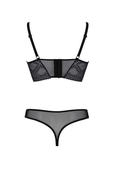 Комплект Passion DROSERA SET black, L/XL, сетка+кружево, бюстье и трусики танга SX0479
