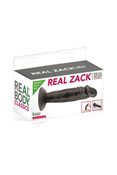 Фалоімітатор із присоскою Real Body &mdash; Real Zack Black, TPE, діаметр 3,7 см SO4032