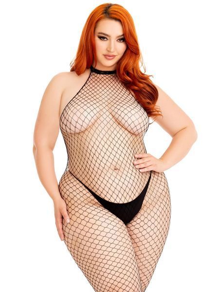 Бодистокинг Leg Avenue Racer neck bodystocking Black Queen Size SX1086