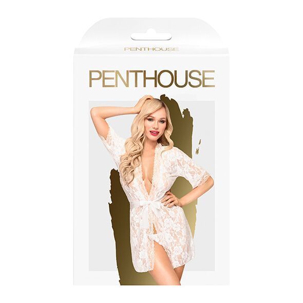 Комплект пеньюар, трусики с доступом и браллет Penthouse - Hypnotic Power White S/L SO4365