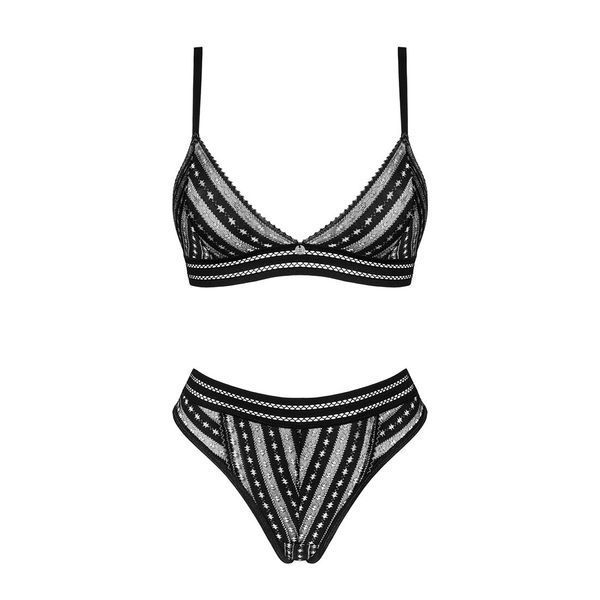 Комплект білизни Obsessive Natilya 2-pcs set XS/S, black, бюстгальтер, трусики SO7717