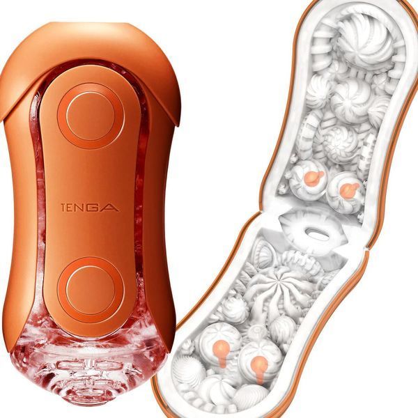 Мастурбатор Tenga Flip Orb &mdash; Sunset Orange, с изменяемым сжатием, со стимулирующими шариками внутри SX1331